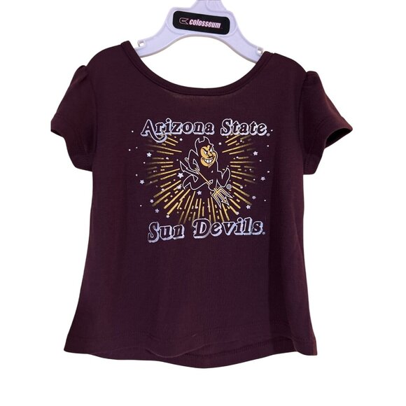 NEW Arizona State Sun Devils Maroon Colosseum Sparkler SS Shirt Toddler Girls 3T - Picture 1 of 5